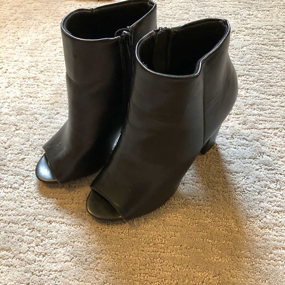 Open toe leather ankle boots